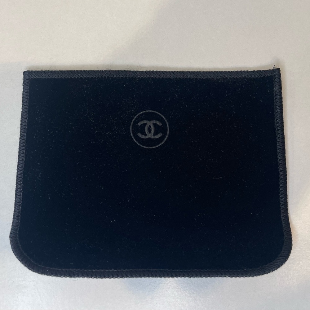 CHANEL Beauty Pouch‎ Black Velvet Mini Cosmetic or Mirror Bag with CC Emblem